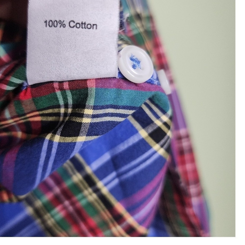 J Crew Plaid Button Down Shirt Blue Red Long Sleeve Cotton Classic Preppy Mens L - Picture 3 of 5